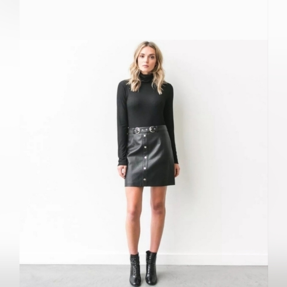 NWOT BRUNETTE THE LABEL FAUX LEATHER A-LINE SKIRT Size S/M
